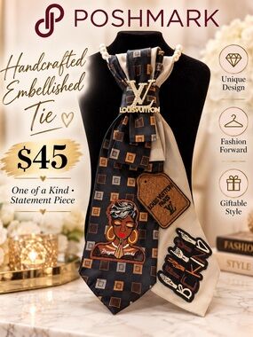 Louis Vuitton Embellished Tie in Black & White Like New
